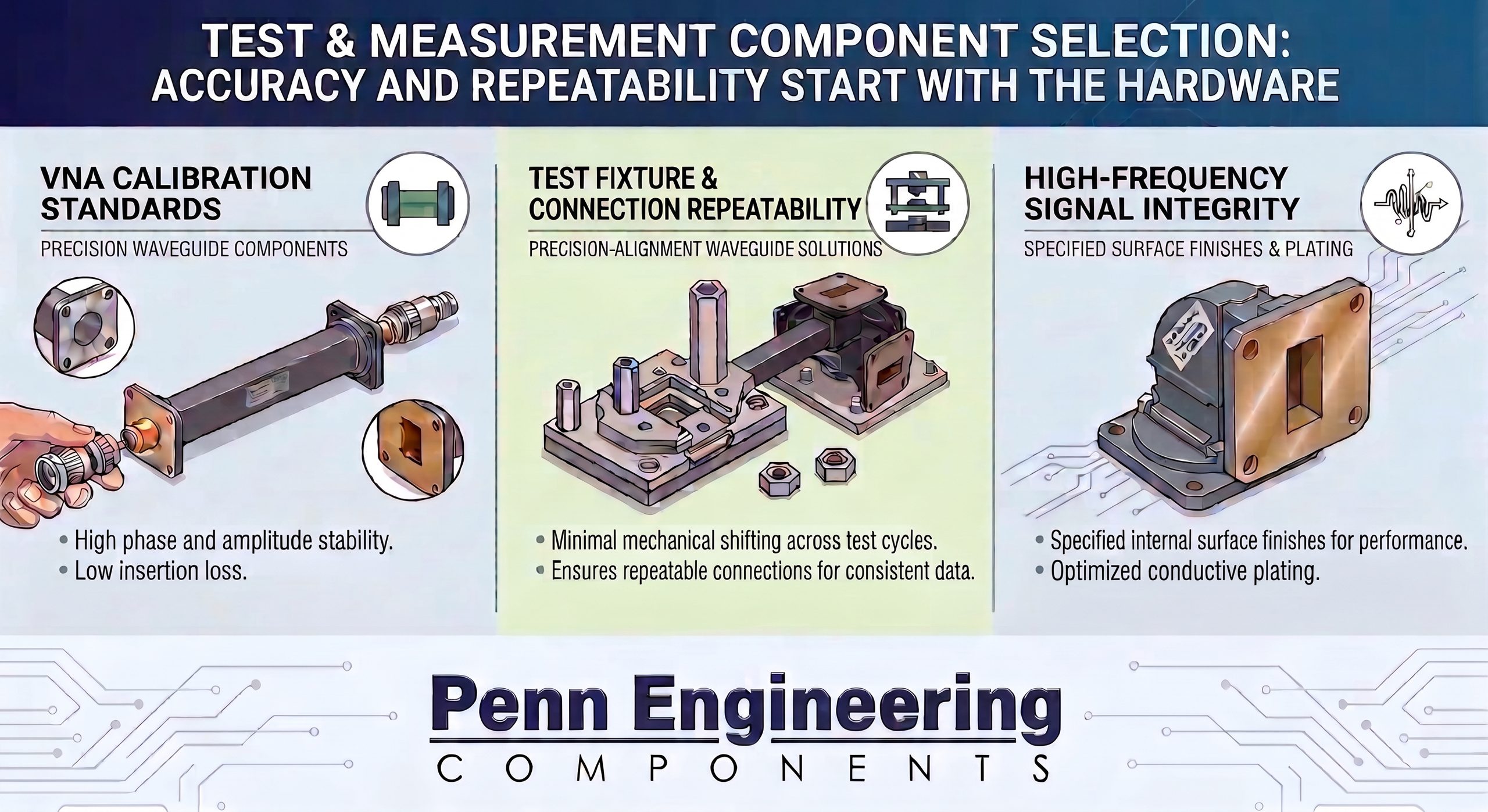 Precision waveguide components and flanges for VNA measurement and RF test setups