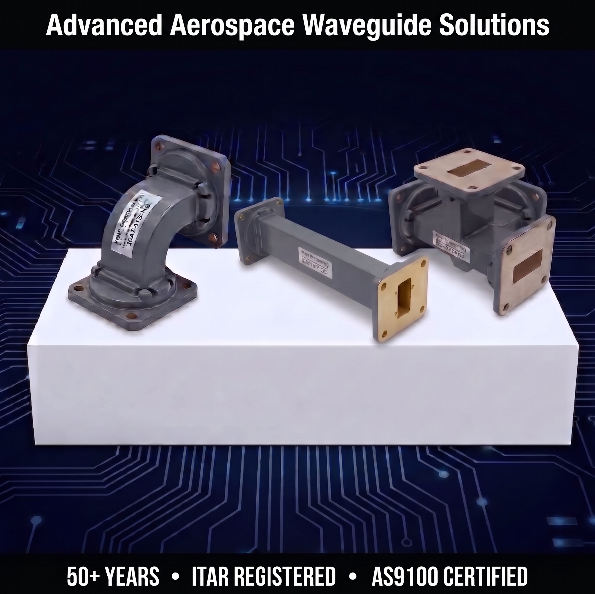 Precision continuous-duty RF waveguide components for aerospace and broadcast communications
